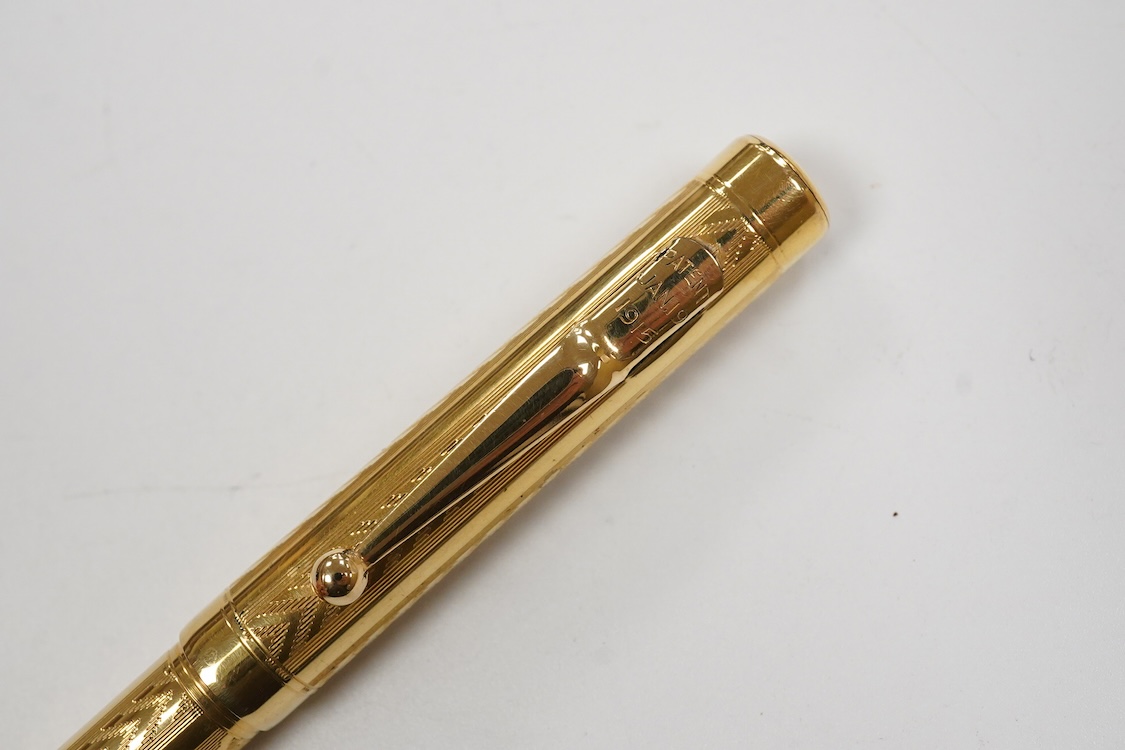 A Mabie Todd & Co. Swan gold filled lever filler. Made in USA with No.2 14ct. gold nib